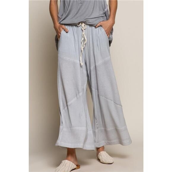 POL Elastic Waistband Wide Leg Pants with Drawstring - Picture 1 of 4